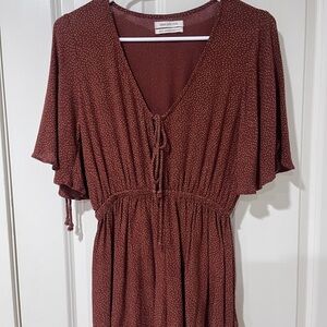 Urban Outfitters Rust Short Jumpsuit with Gold Dots